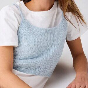 NWT Knit T-shirt and tank set baby blue white SMALL/MEDIUM